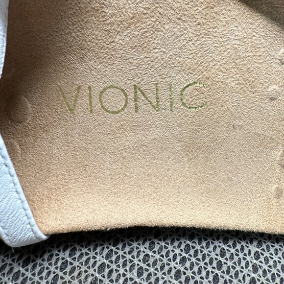 Vionic Womens Size 9 White Miami T-Strap Sandals With Gold Accents - Picture 4 of 9